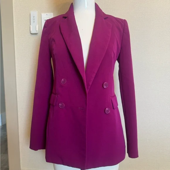 Express Purple Double-Breasted Blazer - Picture 1 of 6